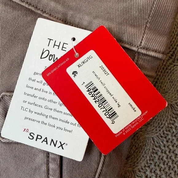 NWT SPANX 20312R Stretch Twill Cropped Wide Leg XL Tall in Almond Khaki Pants - Picture 3 of 11